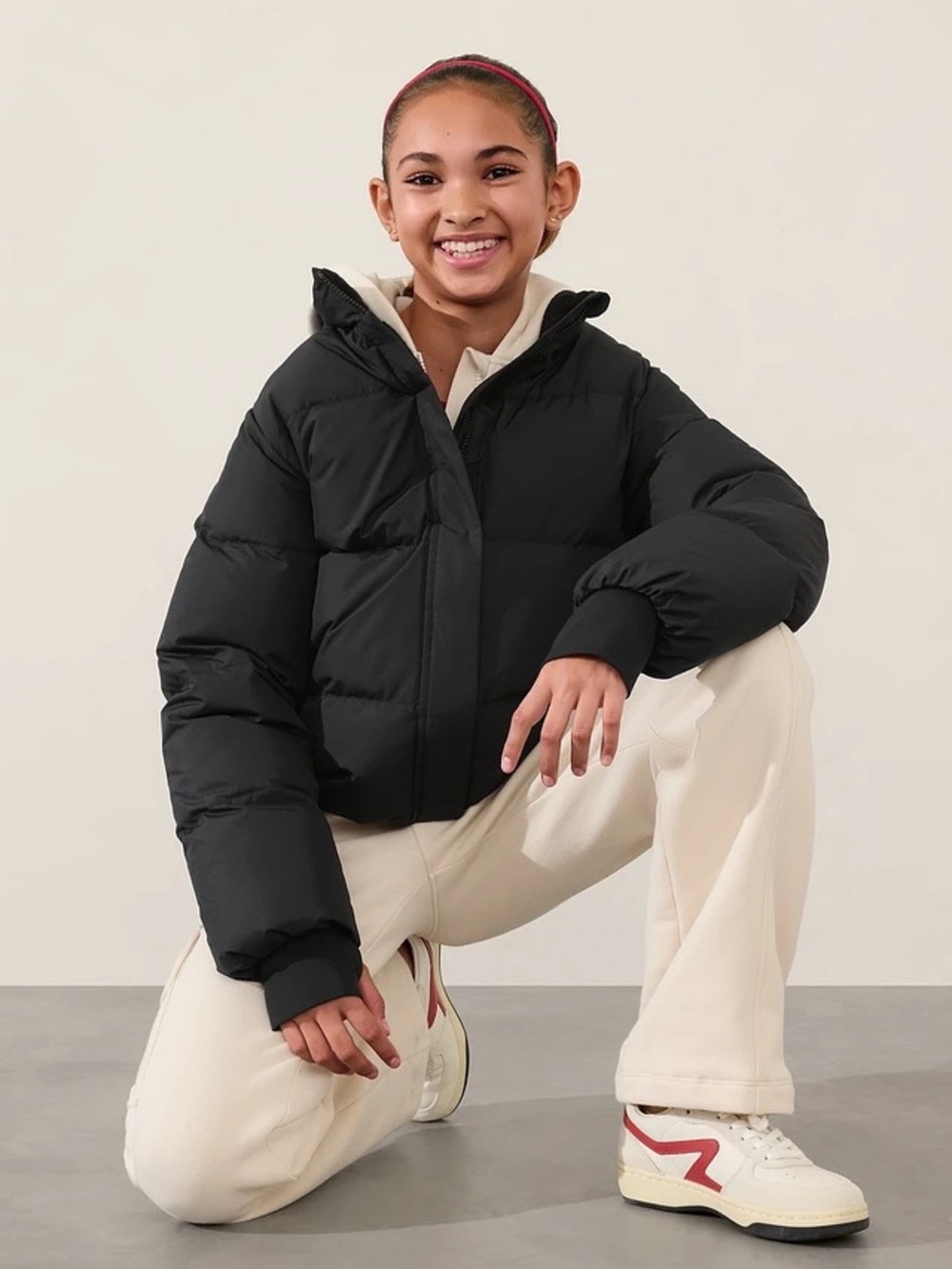 Athleta Girl Cloud Nine Black Puffer Jacket - Cropped Winter Coat